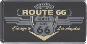 Historic Route 66 Shield & Wing Photo License Plate