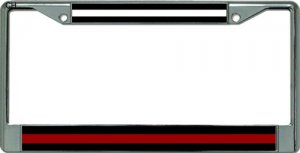 EMS And Firefighter Thin Line Chrome License Plate FRAME