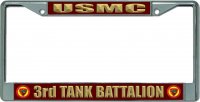 USMC 3rd Tank Battalion #2 Chrome License Plate Frame