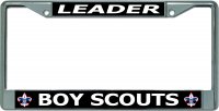 Boy Scouts Leader Chrome License Plate Frame