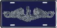 Navy Submarine Dolphin Silver License Plate