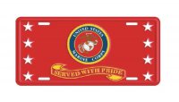 U.S. Marine Corps Served With Pride Metal License Plate