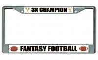 Fantasy Football 3X Champion Chrome License Plate Frame