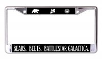 Bears Beets Battlestar Galactica Chrome License Plate Frame