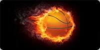 Basketball On Fire Centered Photo License Plate