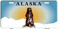 Alaska Bear Background Metal License Plate