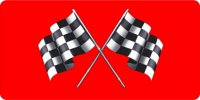 Racing Flags On Red Photo License Plate