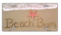 Beach Bum Metal License Plate