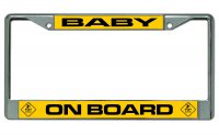 Baby On Board Chrome License Plate Frame