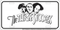 The Three Stooges White Metal License Plate