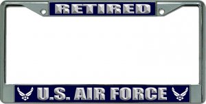 U.S. Air Force Retired NEW Logo Chrome License Plate Frame
