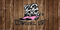 Cowgirl up Wood Photo License Plate