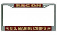 U.S. Marine Corps Recon Chrome License Plate Frame