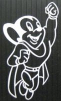 Mighty Mouse White 4" x 4" Decal