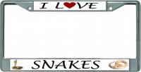 I Love Snakes Chrome License Plate Frame