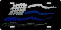 American Flag Blue Stripe Metal License Plate