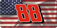 #88 On American Flag Photo License Plate