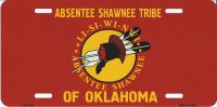 Absentee Shawnee Tribe Of Oklahoma Metal License Plate