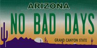 Arizona No Bad Days Photo License Plate