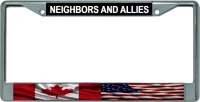 Neighbors And Allies Chrome License Plate Frame