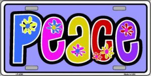 Peace And FLOWERS Metal License Plate