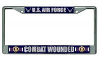 U.S. Air Force Combat Wounded Chrome License Plate Frame