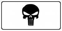 Punisher Skull On White Photo License Plate
