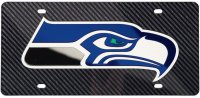 Seattle Seahawks Carbon Fiber Design Laser License Plate