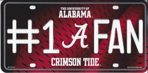 Alabama Crimson Tide #1 Fan Metal License Plate