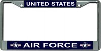 Air Force Star Logo Chrome License Plate Frame