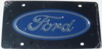 Ford Blue Logo on Black Laser License Plate