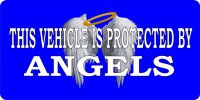 Vehicle Protected By Angels Blue Photo License Plate