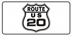 U.S. Route 20 Centered On White Photo License Plate