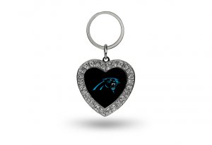 Carolina Panthers Bling Rhinestone Heart Keychain