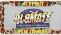 Heavy Duty Plastic "I Support The Troops" License Frame