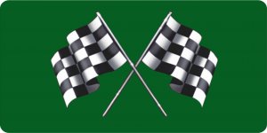 Racing Flags On Green Photo License Plate