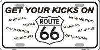 Get Your Kicks On Route 66 License Plate