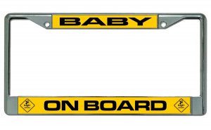 Baby On Board Chrome License Plate Frame
