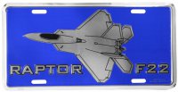 U.S. Air Force F22 Raptor Metal License Plate