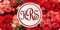 Monogram On Red Flowered Background Photo License Plate