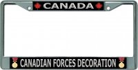 Canada Canadian Forces Decoration Chrome License Plate Frame