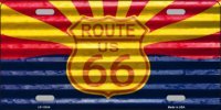 Route 66 Arizona Flag Corrugated Metal License Plate