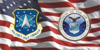 Space Command & Air Force On U.S. Flag Photo License Plate