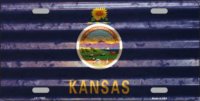Kansas Corrugated Flag Metal License Plate