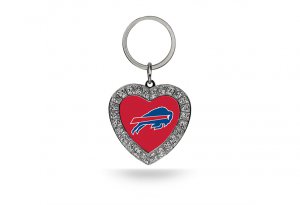 Buffalo Bills Bling Rhinestone Heart Keychain