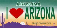 Arizona "I Love Arizona" Photo License Plate