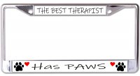 The Best Therapist Has Paws #2 Chrome License Plate Frame