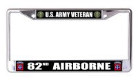 U.S. Army Veteran 82nd Airborne Chrome License Plate Frame