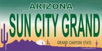 Arizona SUN CITY GRAND Photo License Plate