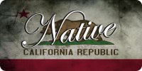 Native On California Republic Flag Photo License Plate